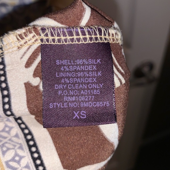 Hale Bob Silk Yellow Brown Tiered Dress NWT - Picture 6 of 6